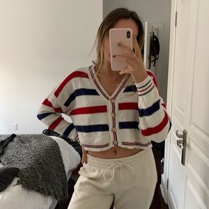 Crop stripe cardigan